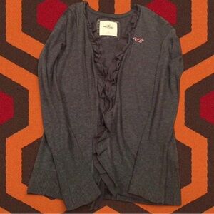 Vintage Hollister Women’s Ruffled Grey Cardigan